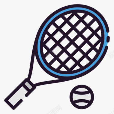 网球网球运动器材32线性颜色图标