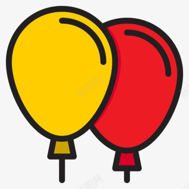 彩色气球气球礼物33线性颜色图标