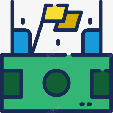 足球场巴西9线性颜色图标