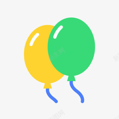 彩色气球气球马戏团102扁平图标