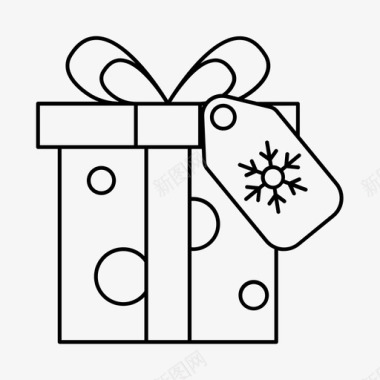 有标签的礼品盒圣诞节圣诞老人图标