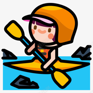 运动皮划艇极限运动27线性颜色图标
