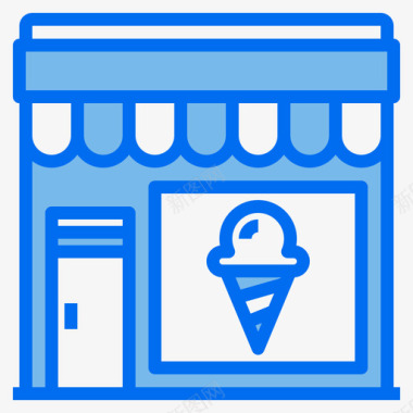 雪糕店冰淇淋筒47号店蓝色图标