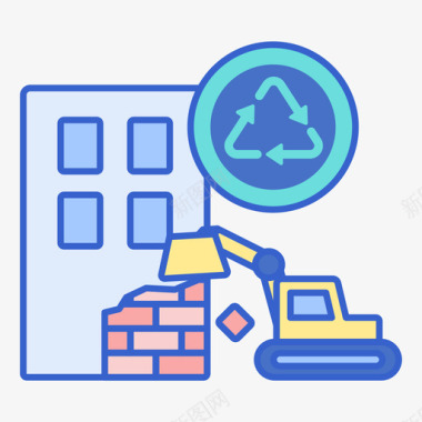 拆除拆除回收中心1线性颜色图标