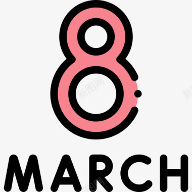 3月8日妇女节37线性颜色图标