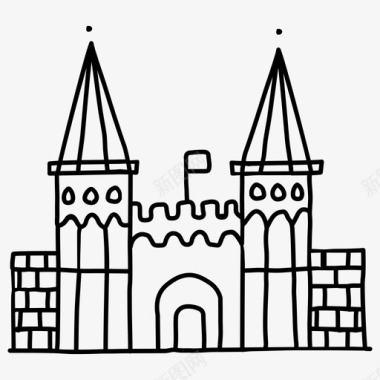 托普卡比宫城堡手绘图标