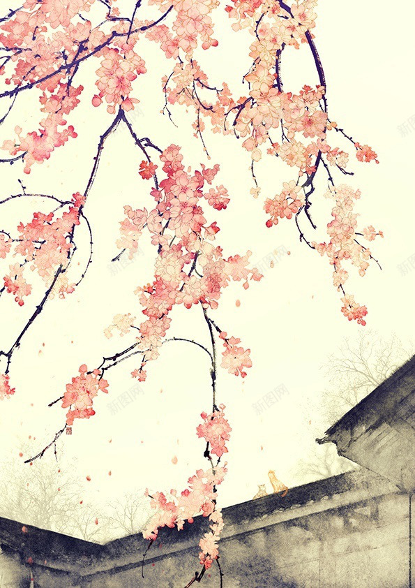 昨日青空蓝如桃灼猫儿花长图古风手绘朱颜辞镜花辞树最jpg设计背景_88icon https://88icon.com 昨日 空蓝 如桃 猫儿 花长 古风 手绘 朱颜 镜花 辞树