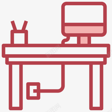 办公桌办公家具7红色图标