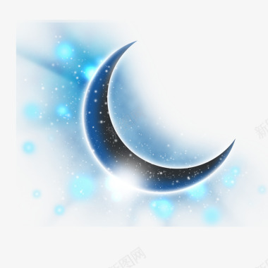蓝色光晕光线背景图片梦幻蓝色弯月月亮光晕光线分层美图类设计图标图标