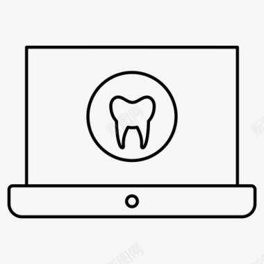 粉色牙齿笔记本电脑牙科医疗图标