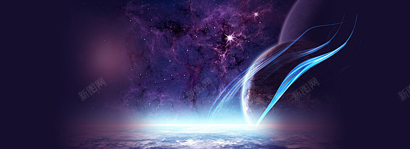 科幻酷炫质感游戏星空星际数码装备海报banner星背景