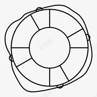 海上捕鱼救生圈海洋救援图标