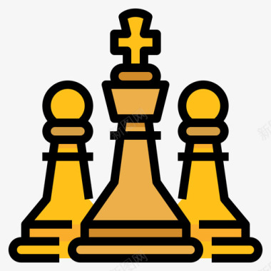 国籍象棋国际象棋团队合作107线颜色图标