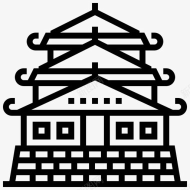 大阪城堡古代建筑图标