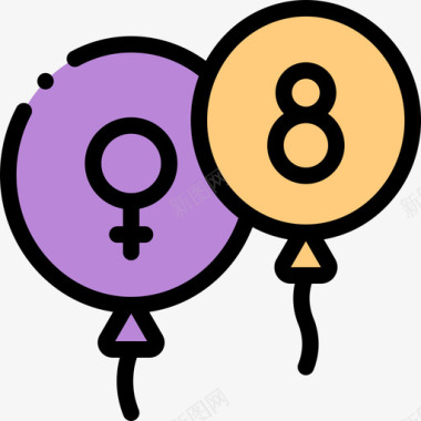 气球妇女节37线性颜色图标