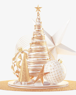 圣诞树圣诞球星星金属圣诞装饰素材