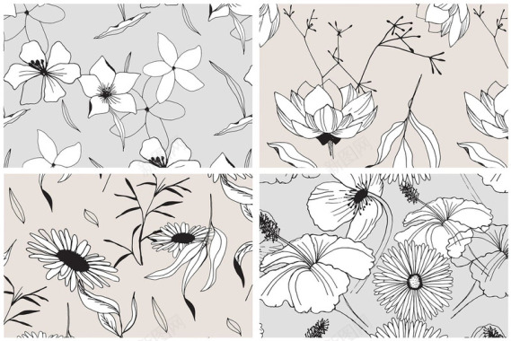 创意植物鲜花图案花卉图案与纹理GraphicFlo背景