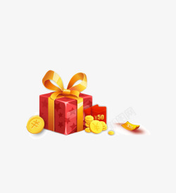 钱币礼物盒装饰图Icon宝箱宝石礼品盒金币素材