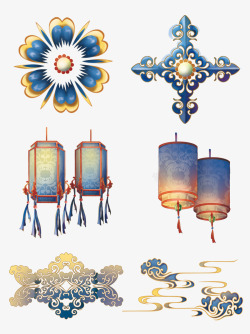 2020年度经典蓝中国风装饰素材