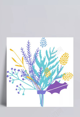 唯美花束手绘植物花卉手绘一束花花卉花店设计插画花草背景