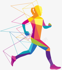 彩色奔跑吧狂欢胜利欢唿人群人物跳跃剪影马拉松跑步免素材