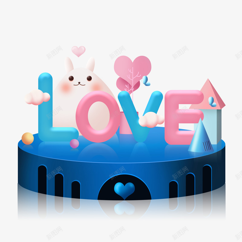 C4D造物几何艺术字LOVE可爱兔叽玉兔粉色少女心png免抠素材_88icon https://88icon.com 造物 几何 艺术 可爱 兔叽 玉兔 粉色 少女