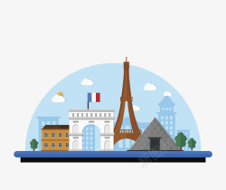 卡通版埃菲尔铁塔风景法国素材