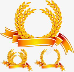 高品质金色麦穗标志徽章装饰边框盾牌欧式花纹图案小麦素材