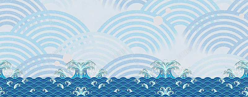 日系手绘海洋波浪美食海鲜食品夏日海洋风女装遮阳帽防背景