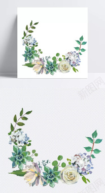 玫瑰花朵与绿叶玫瑰花朵绿叶叶子植物花朵鲜花抠图装饰背景