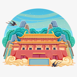 国潮中国风建筑故宫装饰素材