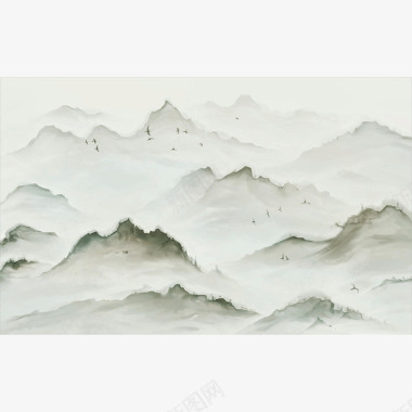新中式文案设计新中式墙壁纸壁画客厅影视墙中国风禅意古典山水墨墙布图标