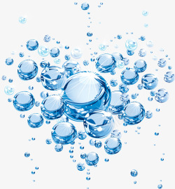 蓝色水花水珠水漩涡水元素素材