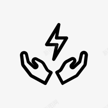 闪电符号手能量闪电图标