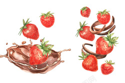 草莓海淡彩食物草莓花田高清图片