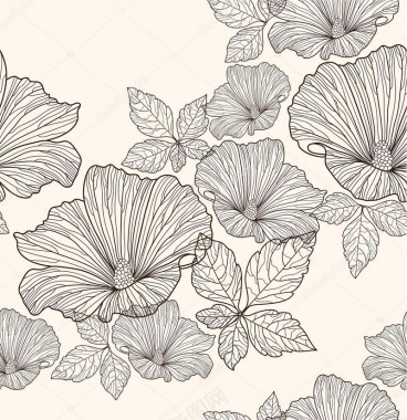 无缝的花卉图案用鲜花和枫叶纹理和背景
