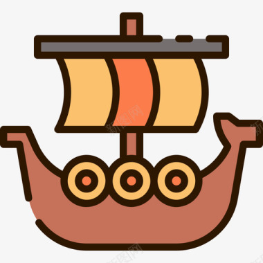 船船维京海盗27线性颜色图标