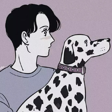 漫画风男孩与狗手绘背景