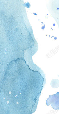 中式古典笔触海浪波浪水墨肌理纹理底纹蓝色水彩笔刷P背景