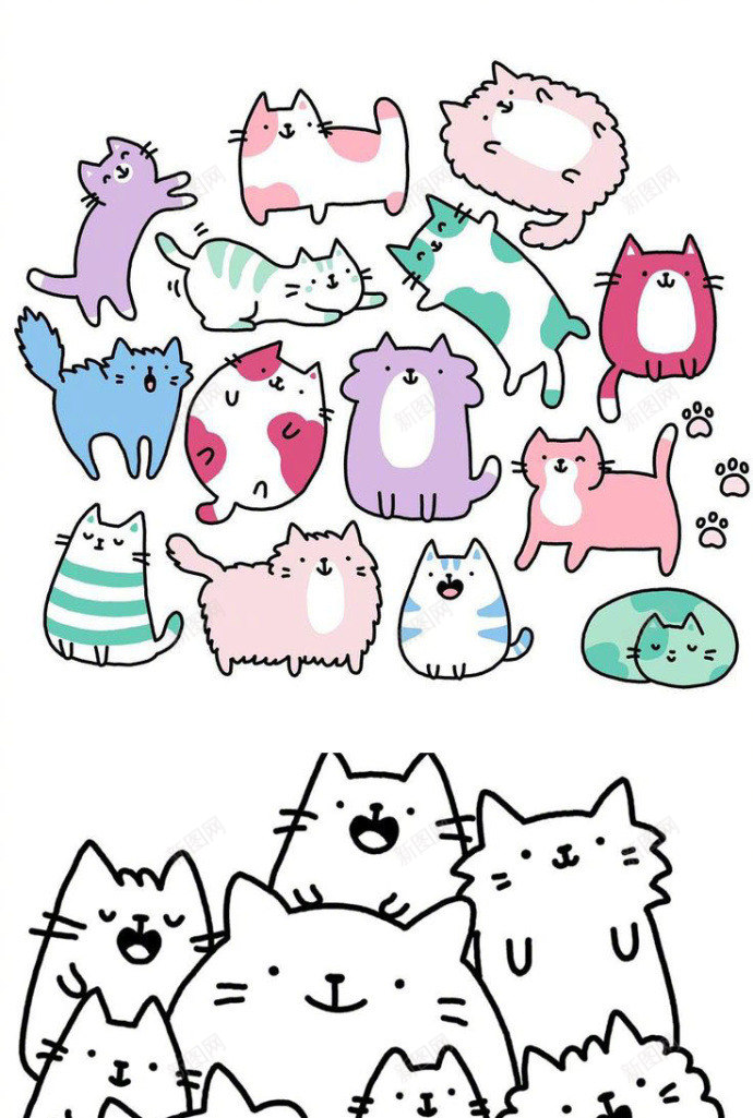 每日手绘上百个可爱猫咪的手绘表现形式如何绘制可爱的jpg设计背景_88icon https://88icon.com 手绘 可爱 每日 百个 猫咪 表现形式 如何 绘制 爱的