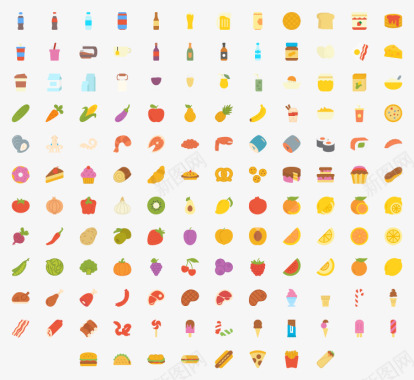 蔬菜食物图标饮料早餐肉糖果水果海鲜快餐蔬菜面包icon图标