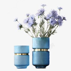 磨砂玻璃花瓶简约现代创意蓝色磨砂玻璃花瓶家居玄关客厅餐桌装饰品高清图片