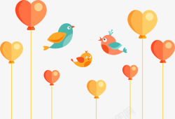 彩色儿童节节日快乐气球小鸟童真漂浮素材