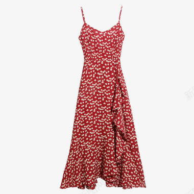 日本风碎花连衣裙女夏季复古订婚红色雪纺裙子温柔风法式小雏图标