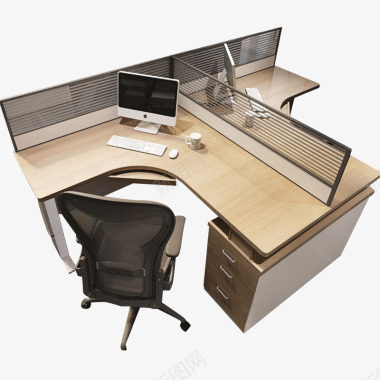 四人位职员桌椅组合屏风隔断4人位办公桌现代简约员工图标