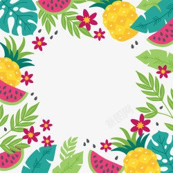 叶子水果热情夏日花卉鸟植物海报包装图形AI矢量设计素材