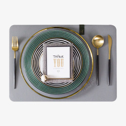 Koket蔻可样板房间装饰餐盘欧式灰金绿色餐具样品素材