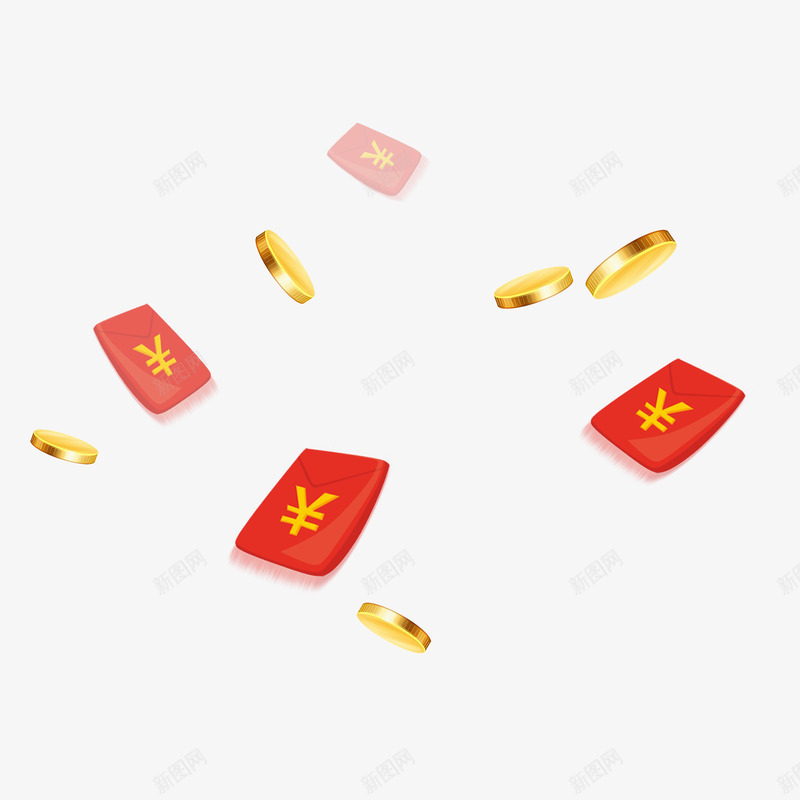 红色红包金币png免抠素材_88icon https://88icon.com 红色 红包 金币