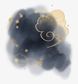 中国风水墨古典黑色线性祥云底纹云纹云朵底纹图案波浪素材