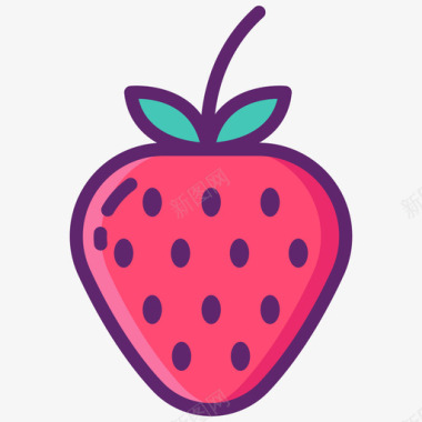 草莓美食家线性颜色图标